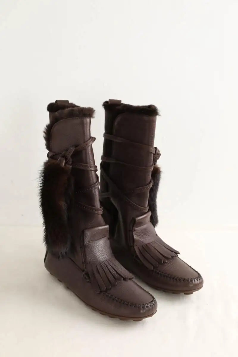 Bottes Saint Laurent Marron en Cuir