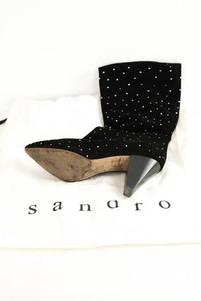 Bottes Sandro Noir en Daim