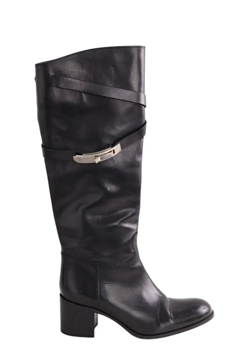 Bottes Sartore Noir en Cuir, taille 35 - Seconde Main
