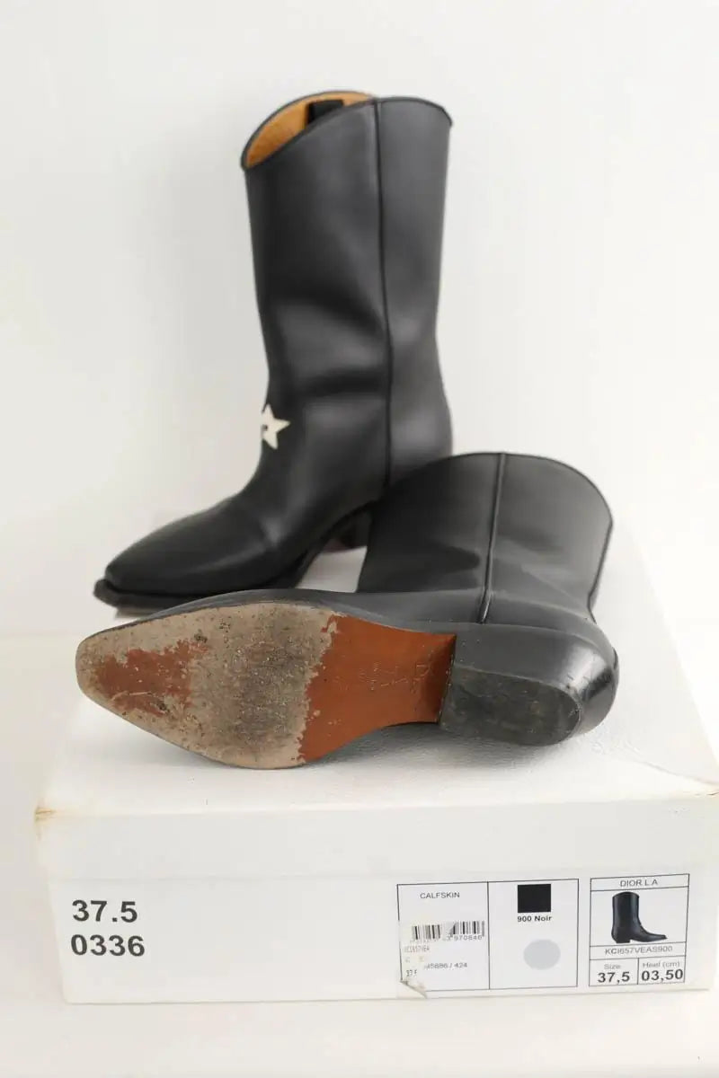 Bottes western Dior Noir en Cuir