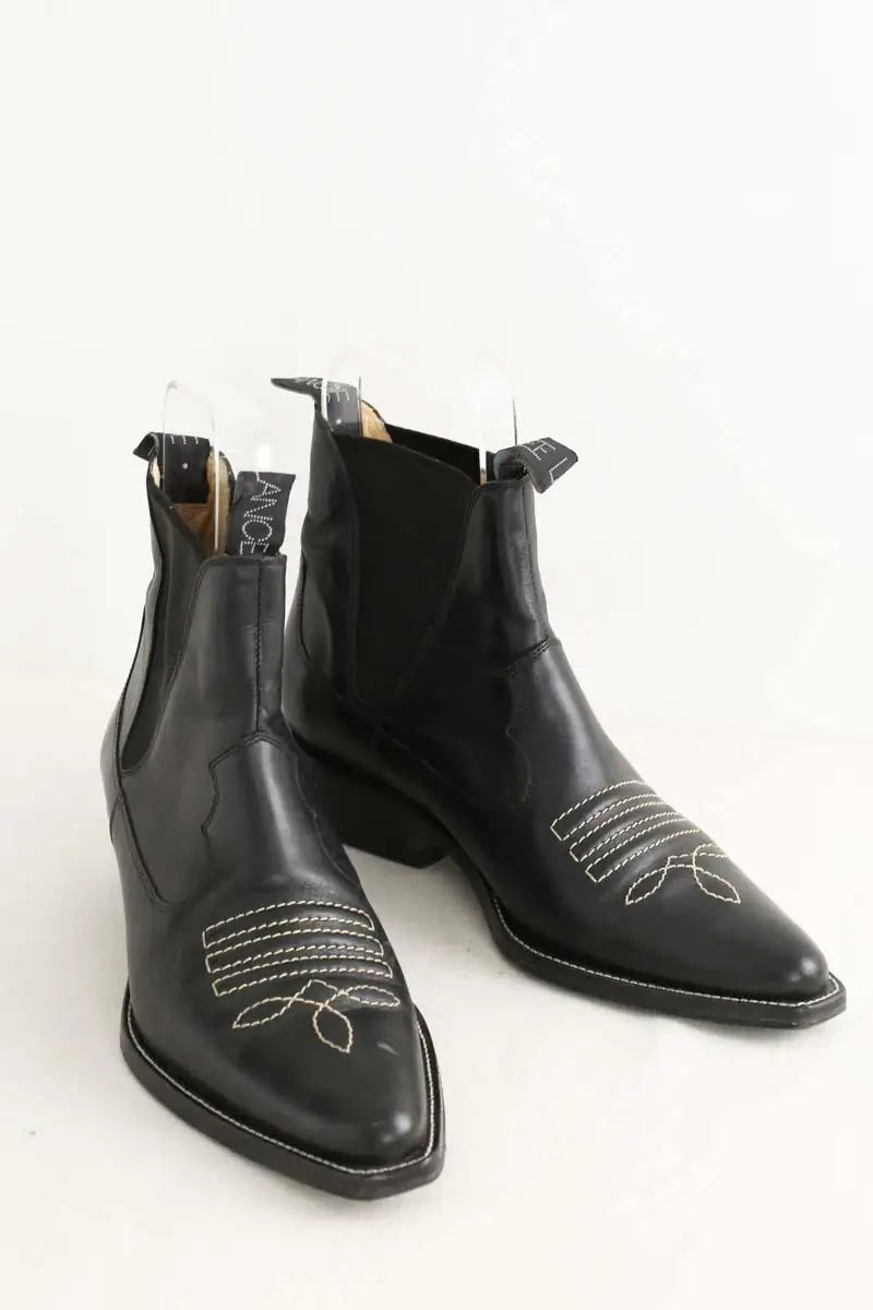 Bottes western Free Lance Noir en Cuir
