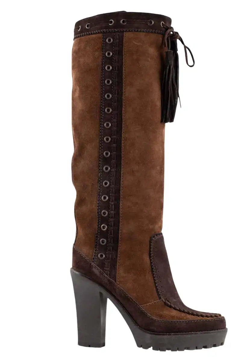 Bottes Yves Saint Laurent Marron en Daim, taille 40 - Seconde Main
