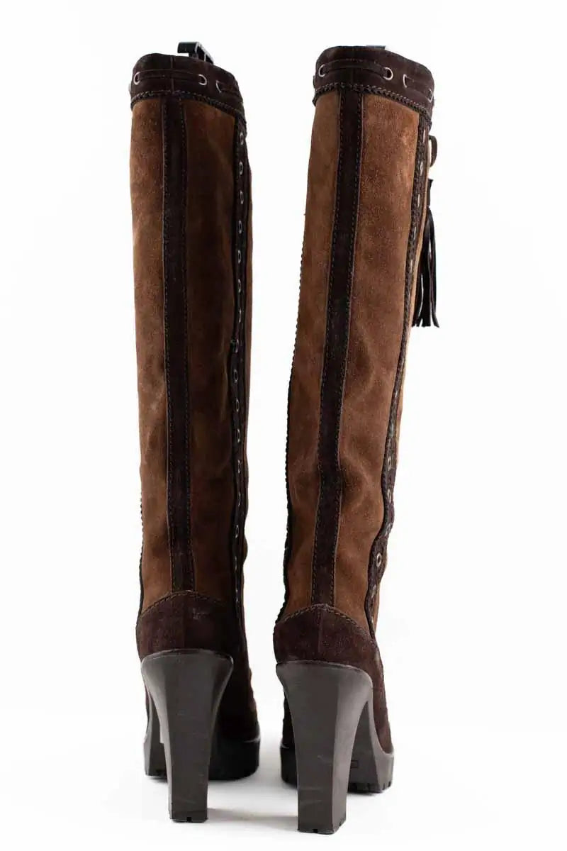 Bottes Yves Saint Laurent Marron en Daim