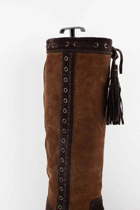 Bottes Yves Saint Laurent Marron en Daim