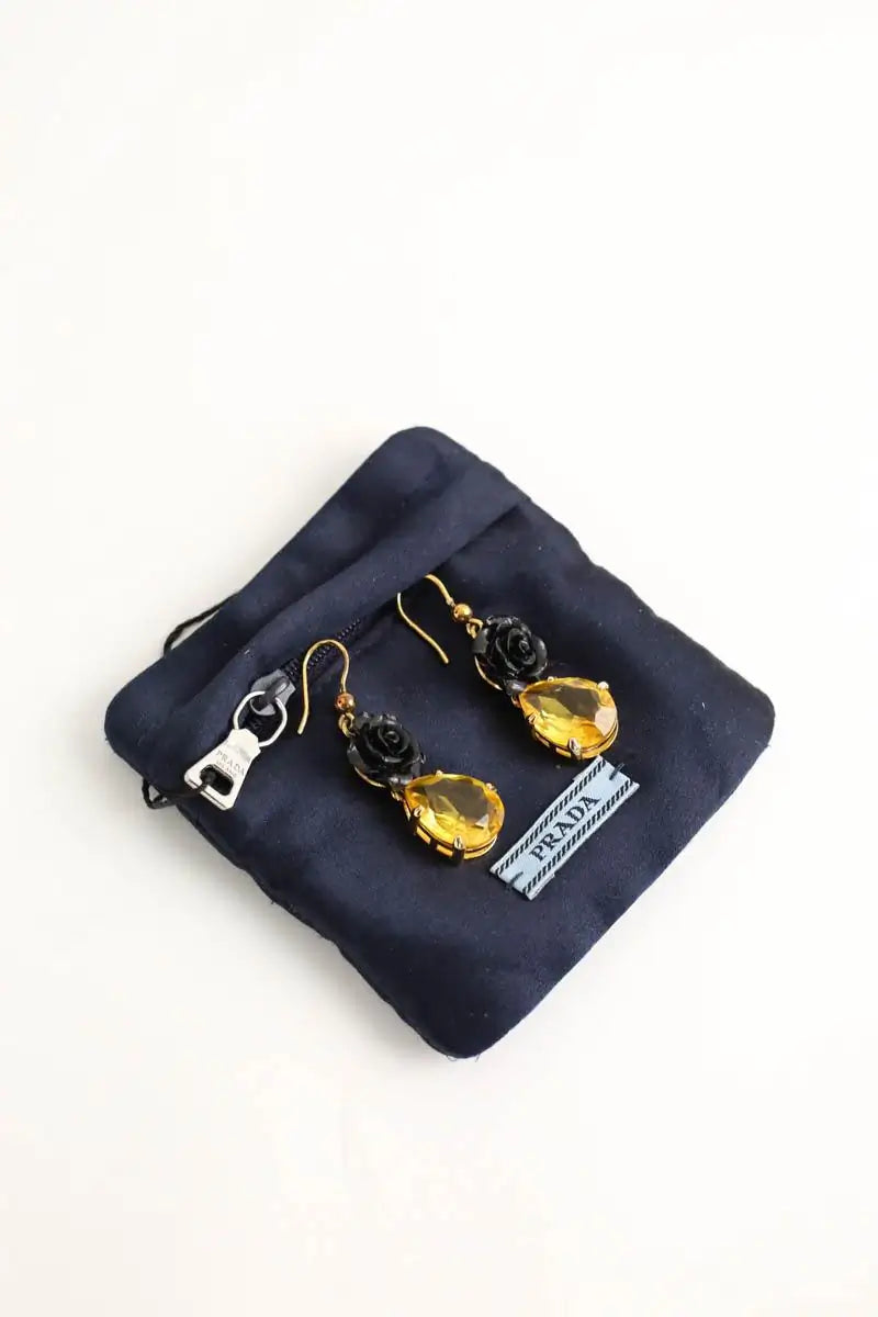 Boucles d'oreilles Prada Jaune en Cristal