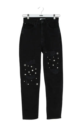 Jean droit Sandro Noir en Coton, taille XS - Seconde Main
