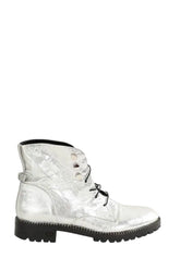Boots à lacets Dior Argent en Cuir, taille 37 - Seconde Main