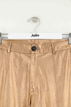Pantalon droit Forte_Forte Doré en Cuir