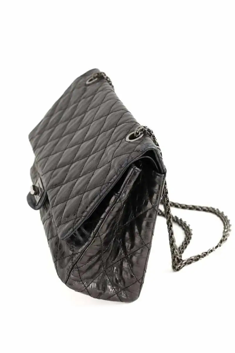 Sac porté épaule Chanel 2.55 Gris en Cuir