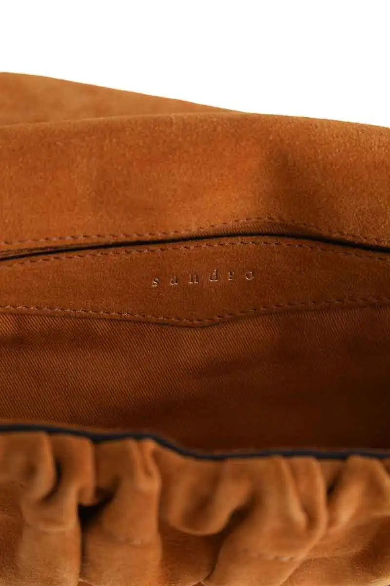Sac porté épaule Sandro Camel en Cuir