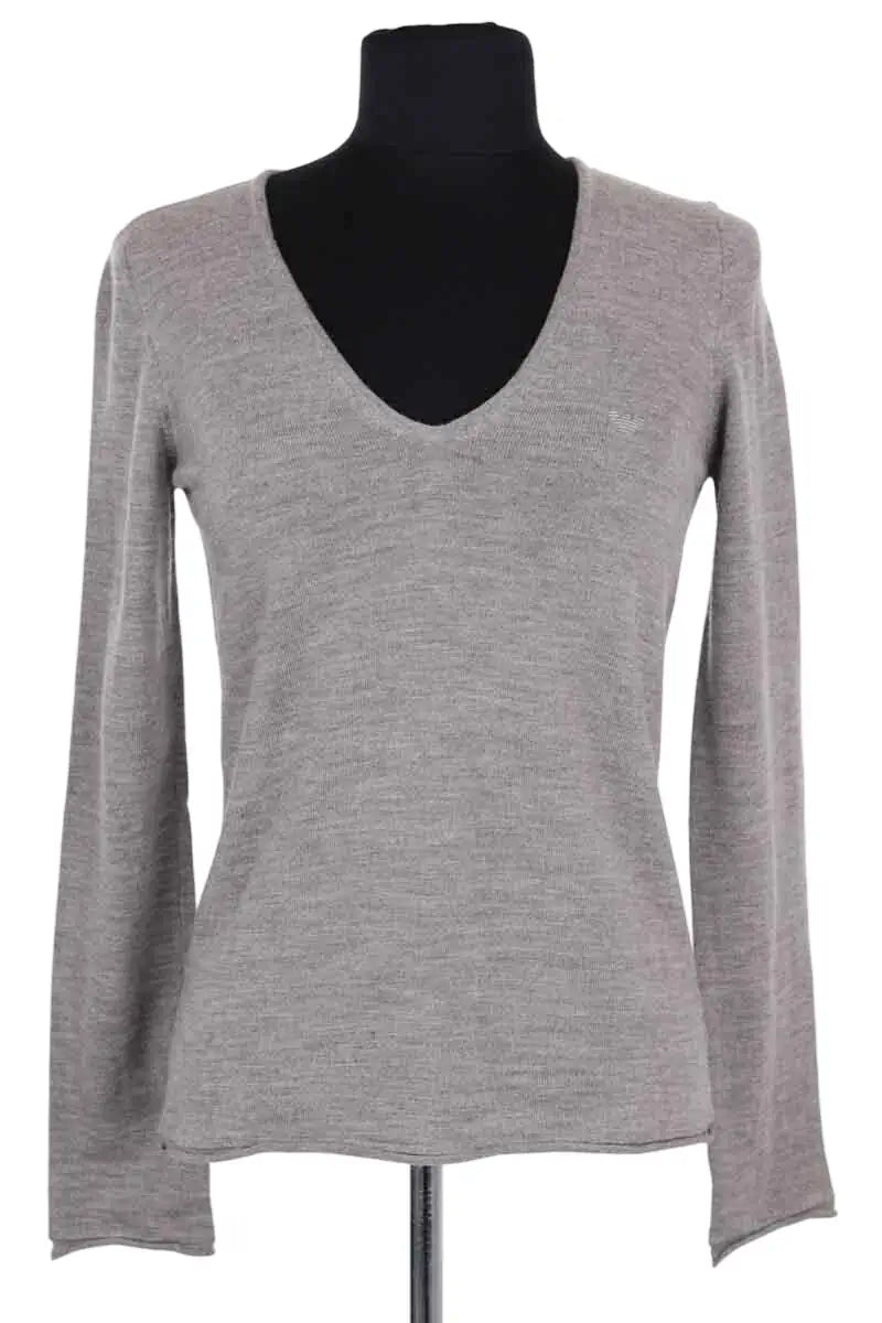 Pull col V Emporio Armani Gris en Laine, taille XL - Seconde Main