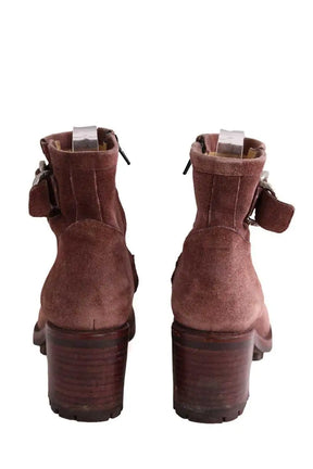 Boots à boucles Free Lance Bordeaux en Daim