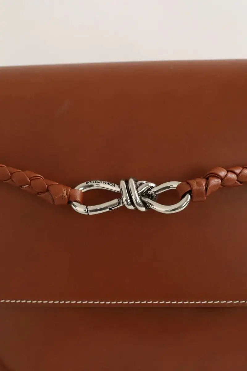 Cabas Bottega Veneta andiamo intrecciato Camel en Cuir
