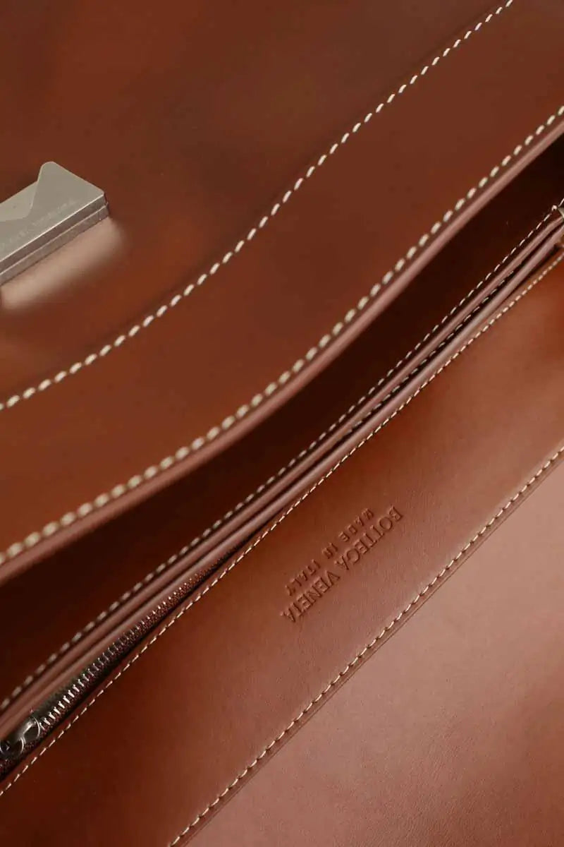 Cabas Bottega Veneta andiamo intrecciato Camel en Cuir