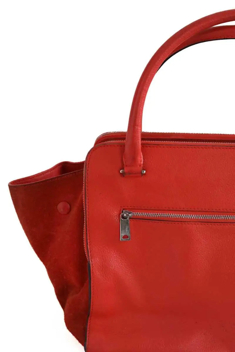 Cabas Celine Trapeze en cuir et daim Orange en Daim