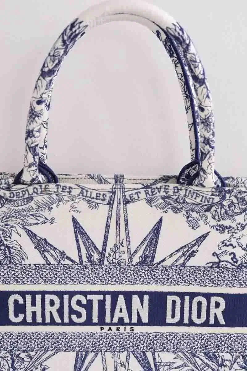 Cabas Dior Book tote medium Bleu en Tissu