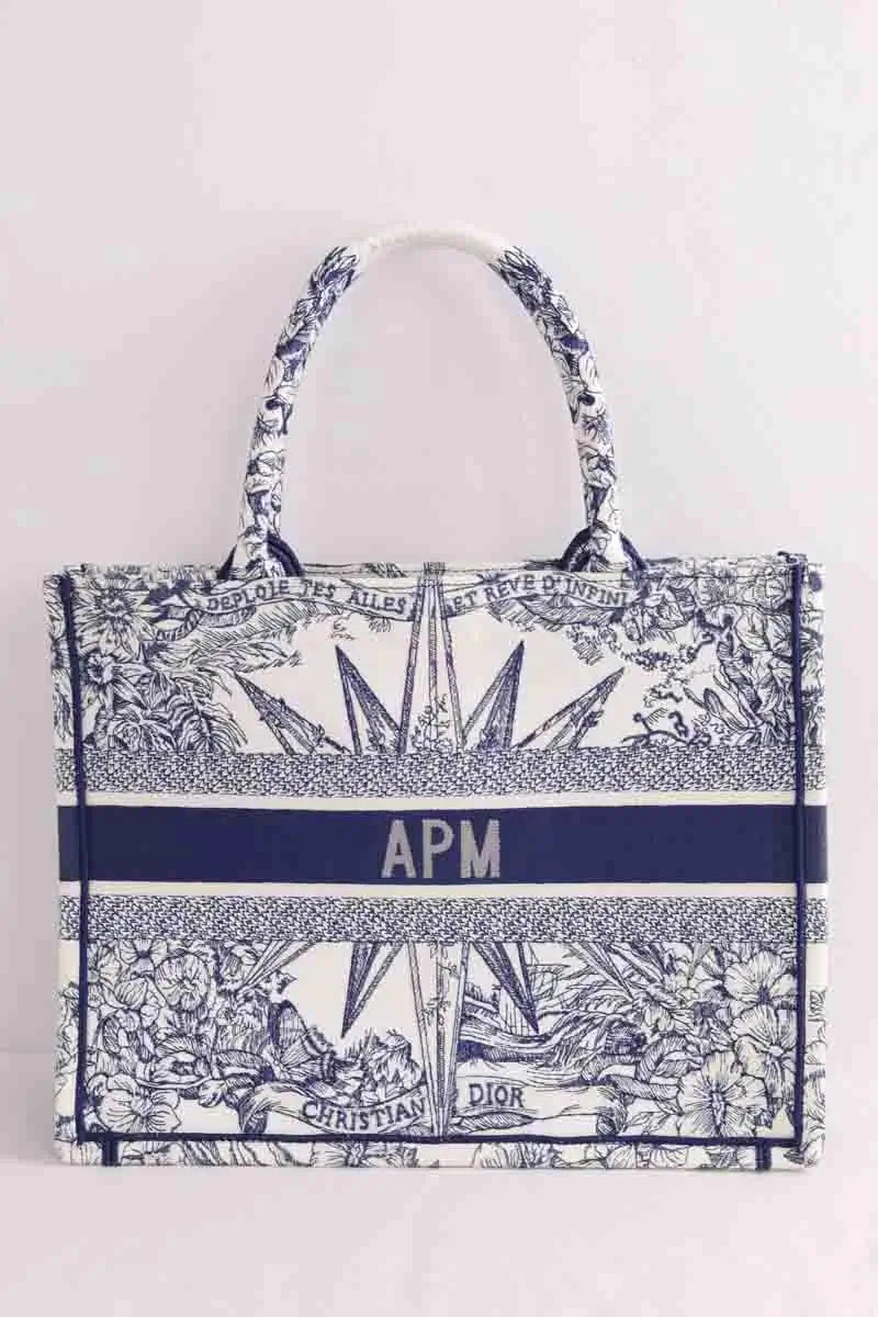 Cabas Dior Book tote medium Bleu en Tissu