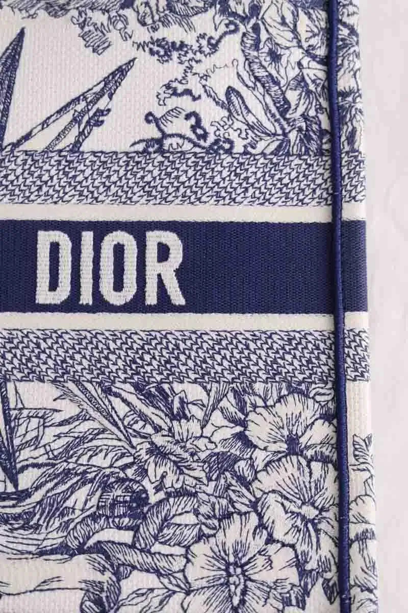 Cabas Dior Book tote medium Bleu en Tissu