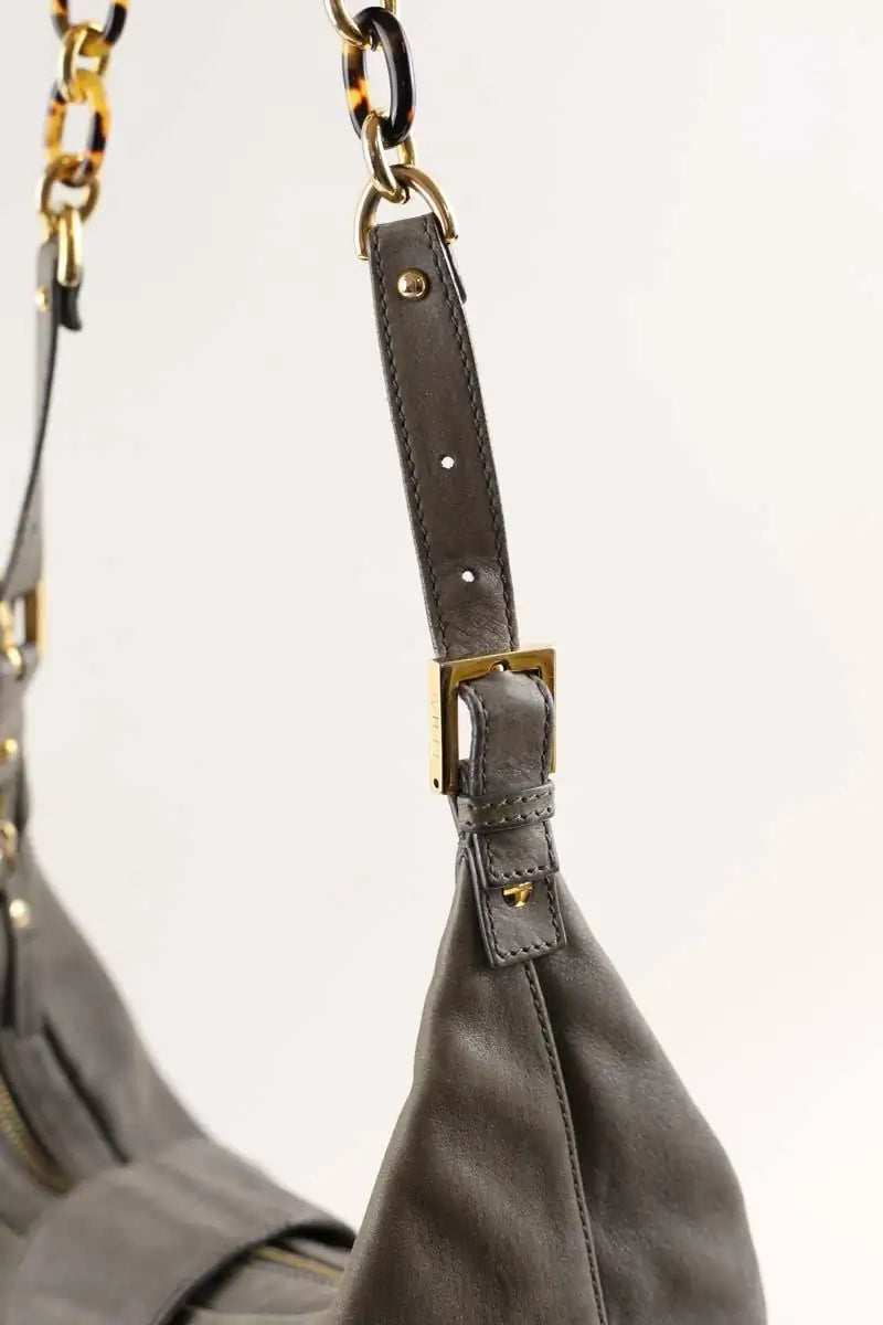 Cabas Fendi Mama Forever Hobo Gris en Cuir