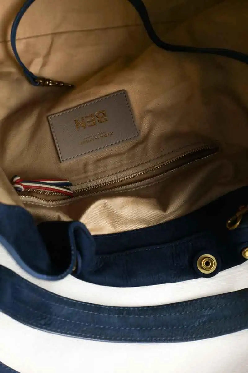 Cabas Jérôme Dreyfuss Ben Bleu en Cuir