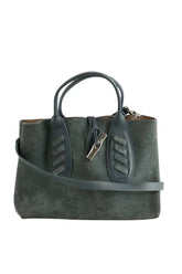 Cabas Longchamp Roseau Vert en Daim - Seconde Main