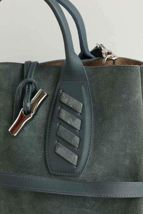 Cabas Longchamp Roseau Vert en Daim
