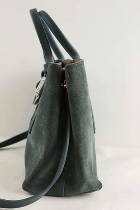 Cabas Longchamp Roseau Vert en Daim