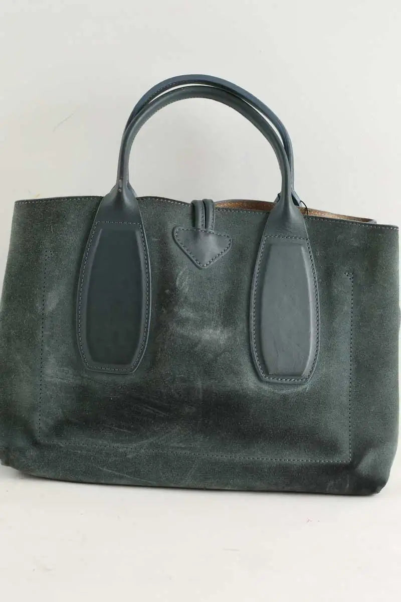 Cabas Longchamp Roseau Vert en Daim