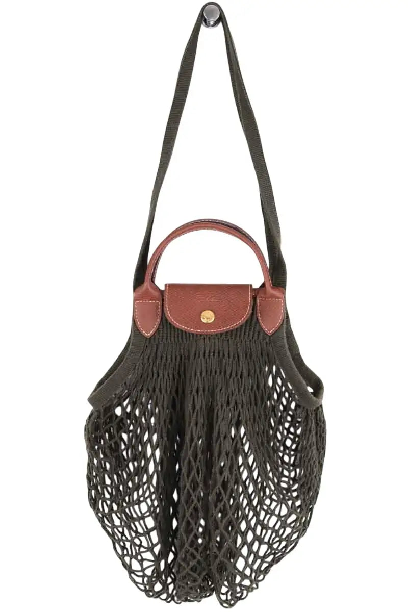 Cabas Longchamp Sac filet XS  Vert en Cuir - Seconde Main