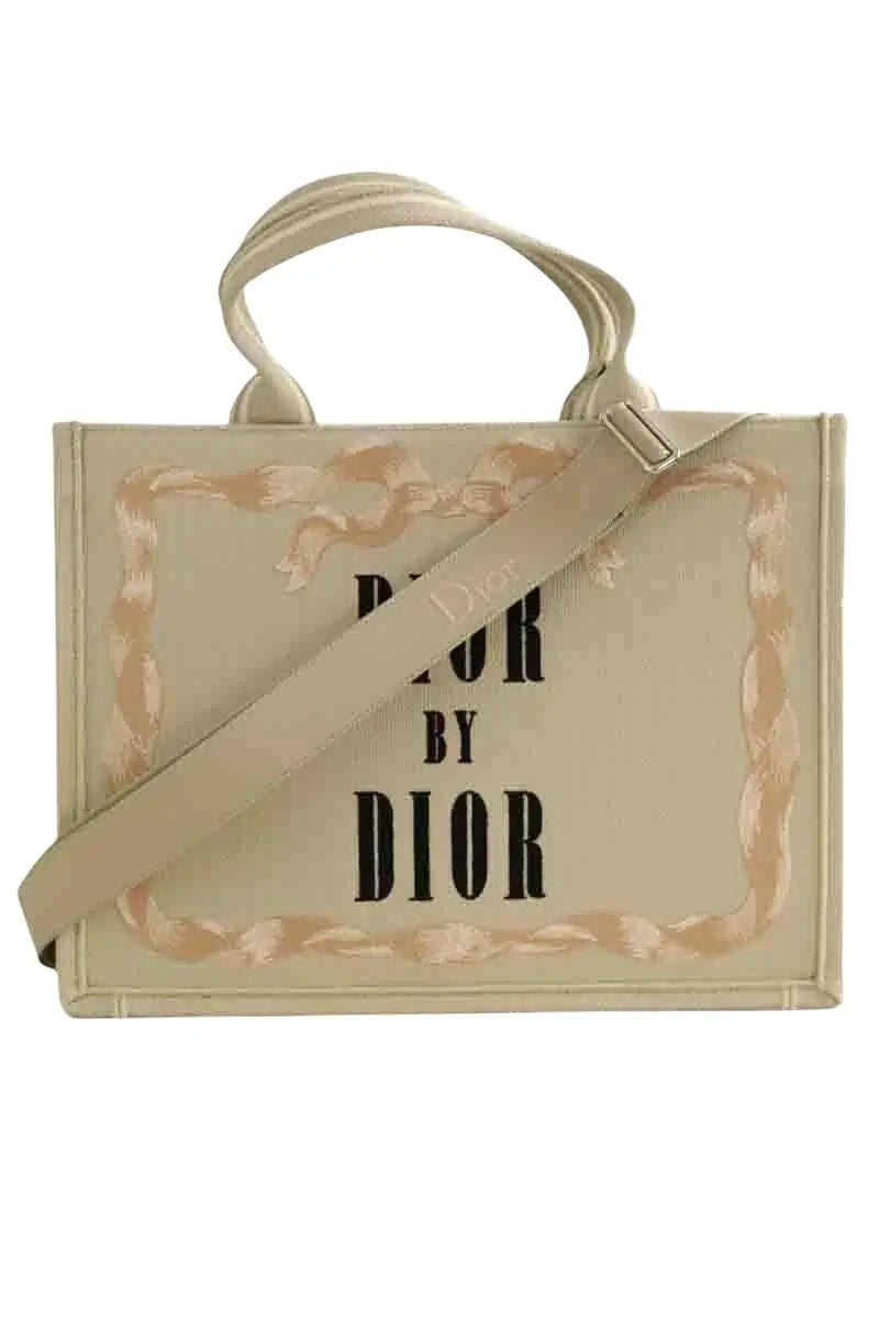 Cabas medium Dior Book Tote Beige en Tissu - Seconde Main