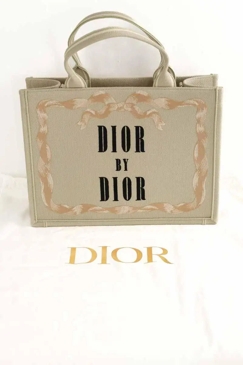 Cabas medium Dior Book Tote Beige en Tissu