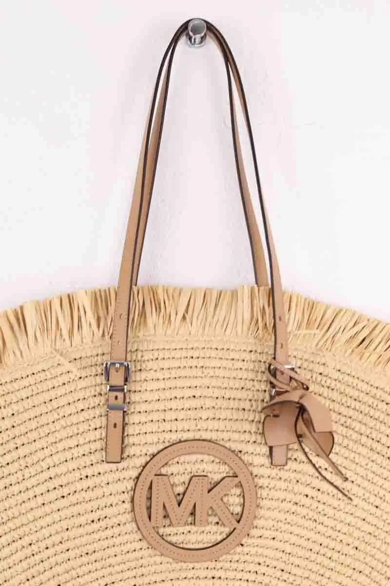 Cabas Michael Kors Isa trapéze Beige en Osier