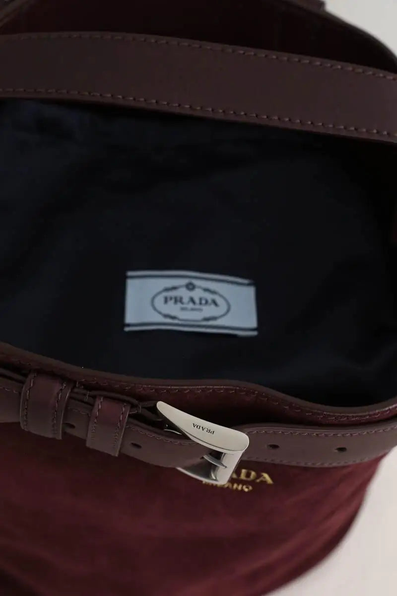 Cabas Prada Buckle Bordeaux en Daim