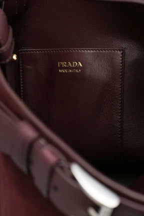 Cabas Prada Buckle Bordeaux en Daim