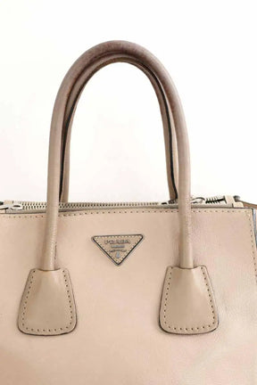 Cabas Prada City twin pocket Beige en Cuir