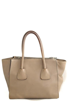 Cabas Prada City twin pocket Beige en Cuir