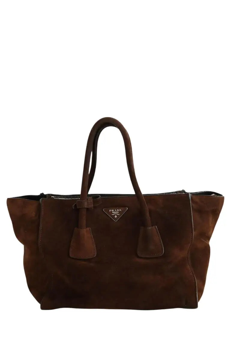 Cabas Prada Prada Galleria Daim marron Marron en Daim - Seconde Main