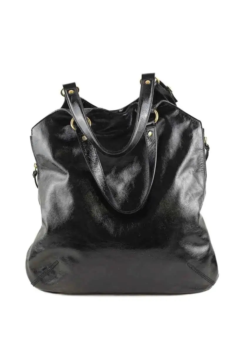 Cabas Saint Laurent Tribute Noir en Cuir verni