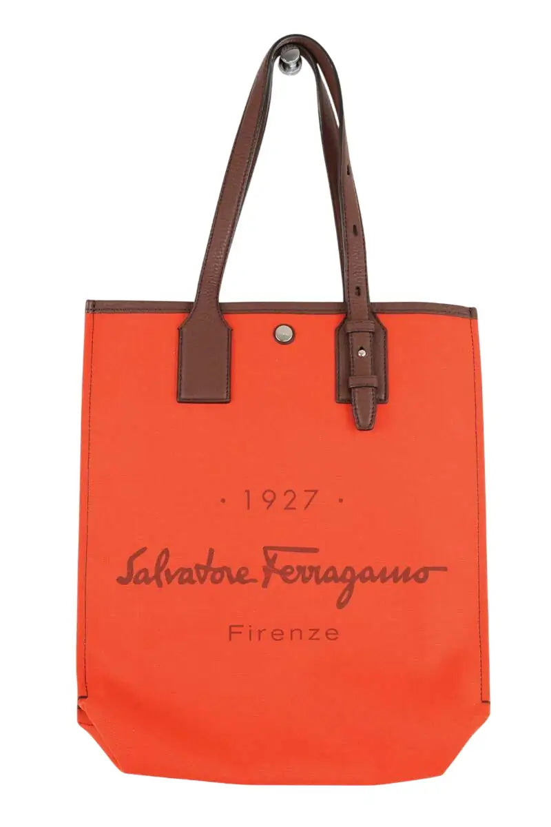 Cabas Salvatore Ferragamo Canvas Tote Bag Orange en Tissu - Seconde Main