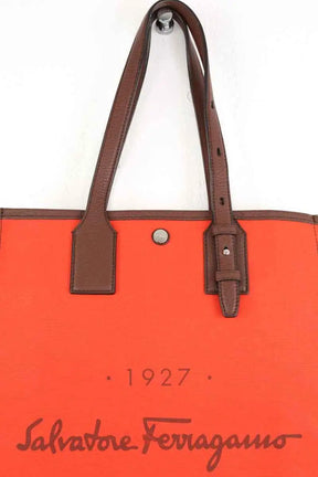 Cabas Salvatore Ferragamo Canvas Tote Bag Orange en Tissu