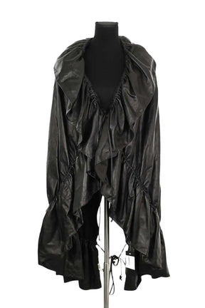 Cape Saint Laurent Noir en Cuir, taille TU - Seconde Main