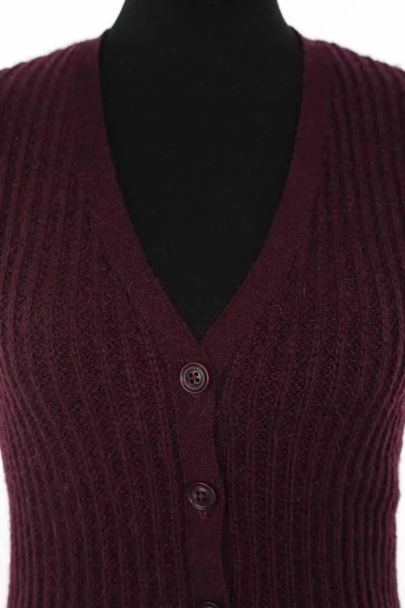 Cardigan Agnès B. Bordeaux en Laine