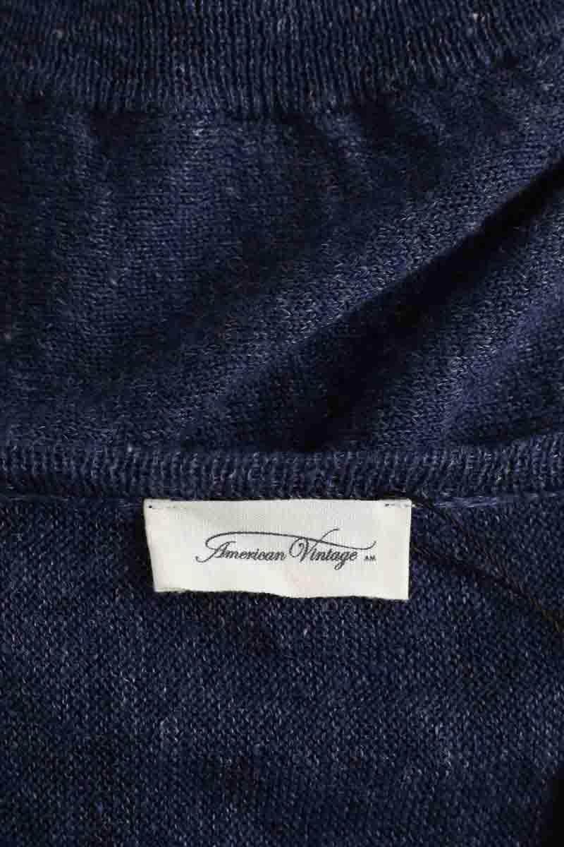 Cardigan American Vintage Bleu en Lin