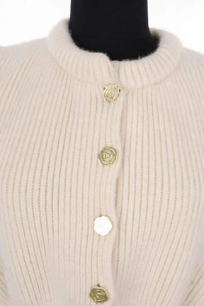 Cardigan Ami Amalia Romanian blouse Blanc en Laine