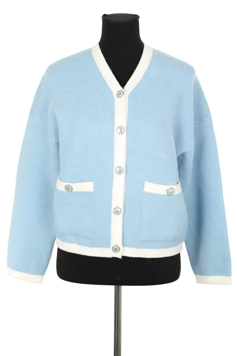 Cardigan Maje Bleu en Synthétique, taille L - Seconde Main