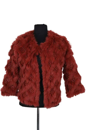 Cardigan Pinko Rouge en Fourrure, taille XS - Seconde Main