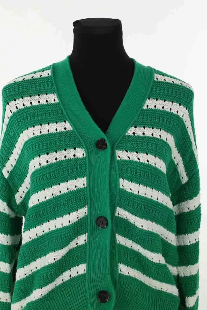 Cardigan Rails Vert en Coton