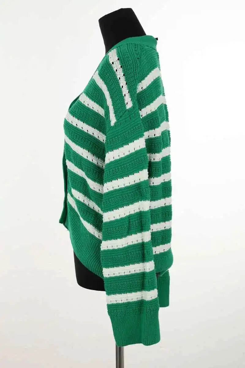 Cardigan Rails Vert en Coton