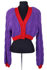 Cardigan Rowen Rose Violet en Laine, taille S - Seconde Main