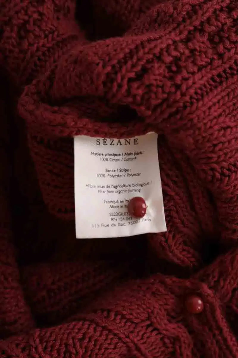 Cardigan Sézane Bordeaux en Coton